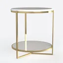 Modern Gold Metal Glass Round Side Table 3D Model Left 45 Degree View