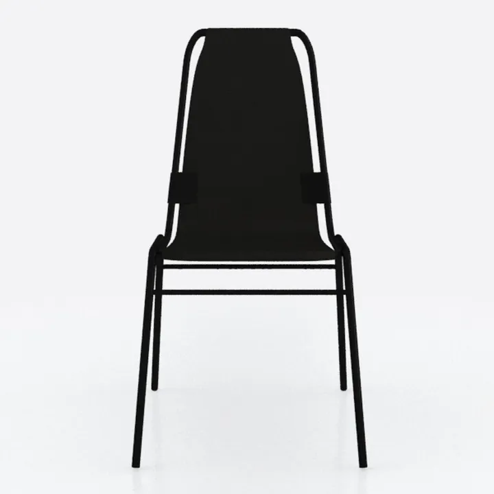 Minimalist Black Metal Fabric Dining Chair 3D Model