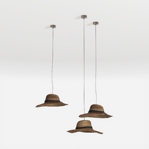 Contemporary Tropical-straw hat ceiling lamp