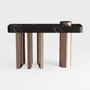 Modern Black Marble Top Rose Gold Metal Console Table 3D Model