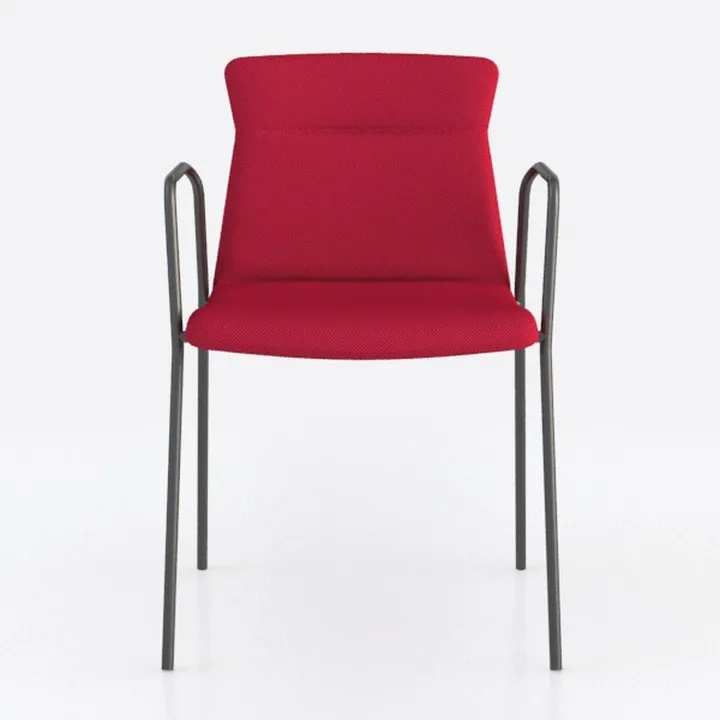 Modern Red Fabric Metal Armchair 3D Model