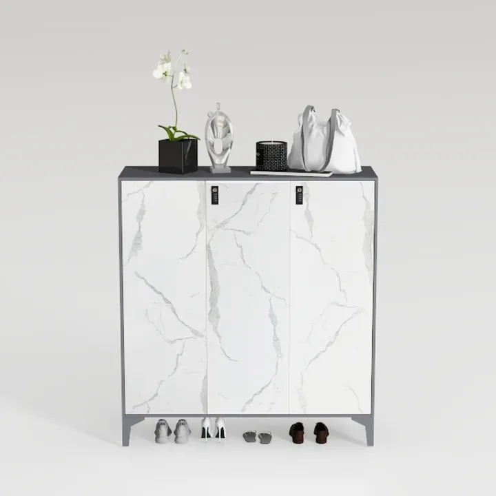 Modern Marble Pattern Metal Frame Shoe Cabinet 3D Model