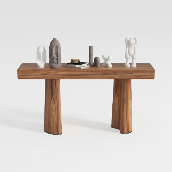 18 in. Brown Rectangle Wooden Console Table with R