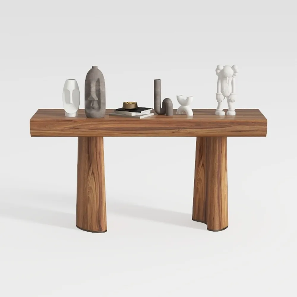 18 in. Brown Rectangle Wooden Console Table with R