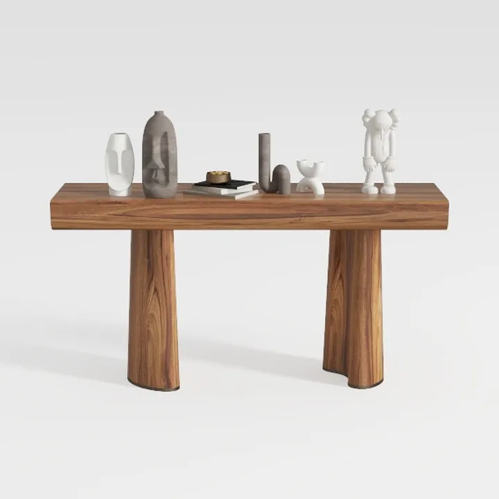 18 in. Brown Rectangle Wooden Console Table with R