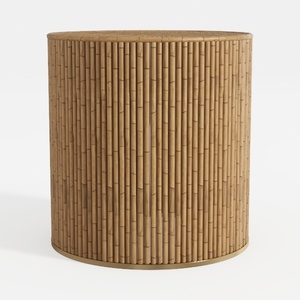 Bohemian Bamboo Wrapped Round Side Table Accent 3D Model