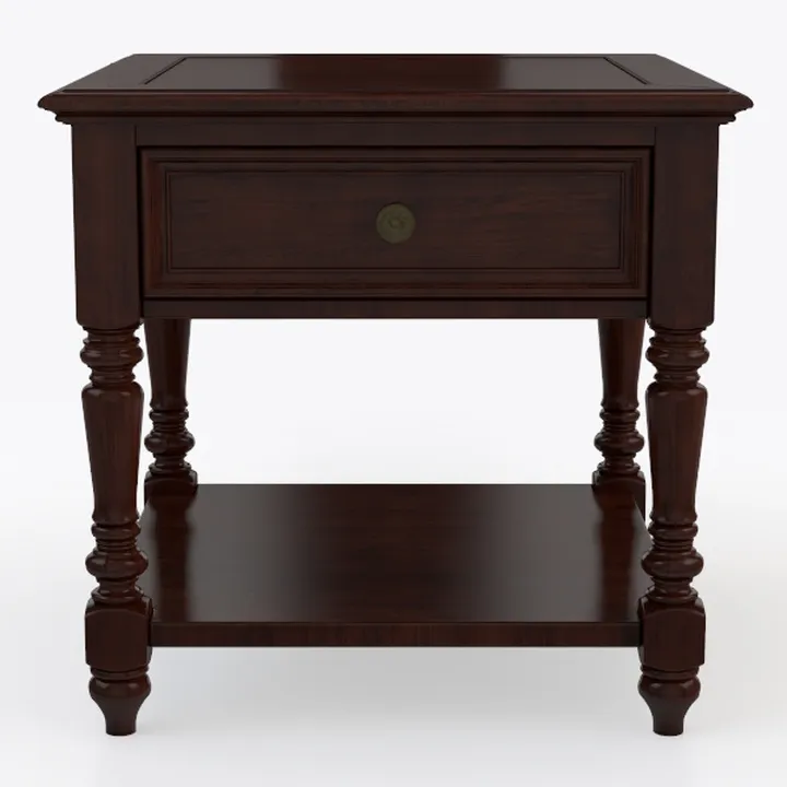 Traditional Solid Wood Nightstand End Table with Storage Shelf 3D Model
