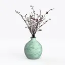 Ceramic Bud Vase Set, Fambe Blue Glazed Finish, Left 45 Degree View