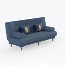 Minimalist Blue Fabric Sofa with Decorative Throw Pillows 3D Model Right 45 Degree View