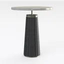 Modern Marble Top Metal Fluted Base Round Side Table 3D Model Right 45 Degree View
