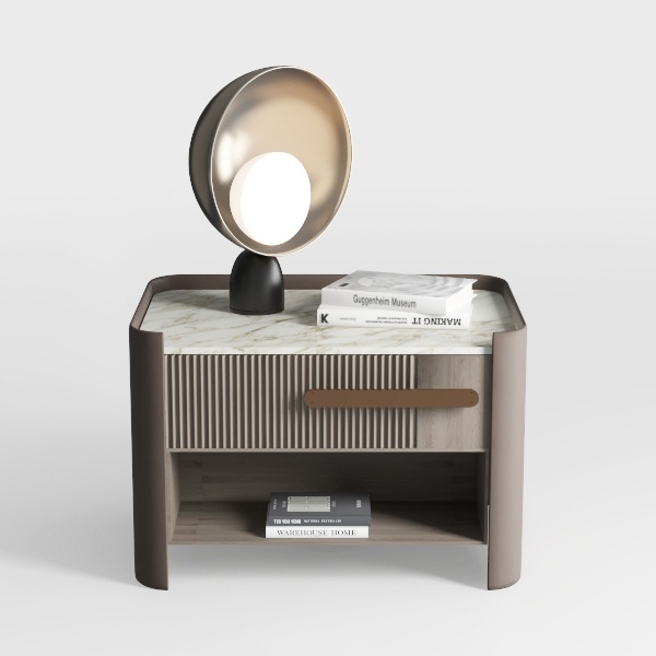 Fluted Nightstand Set of 2, Large Bedside Table