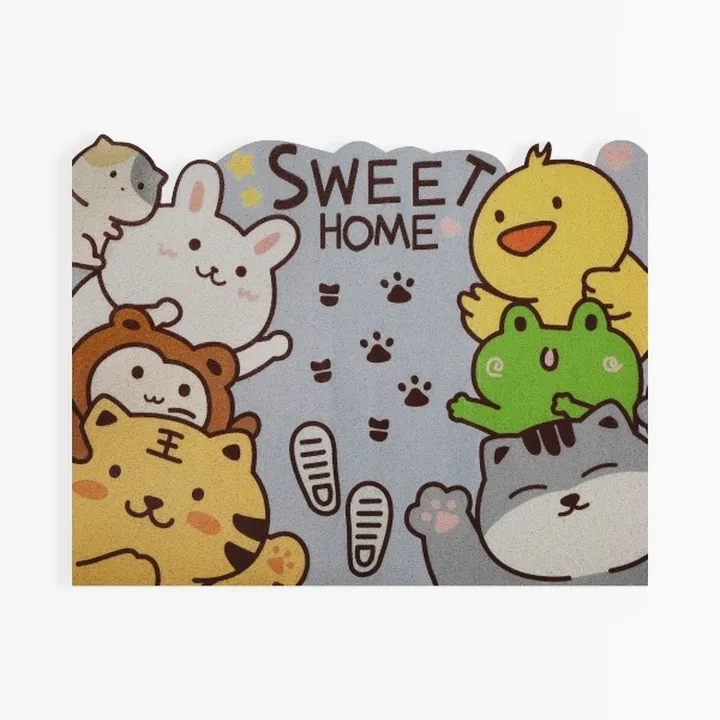 Cute Cartoon Animal Printed PVC Welcome Door Mat 3D Model
