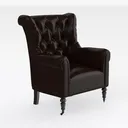 Vintage Tufted Leather Wingback Armchair 3D Model Right 45 Degree View
