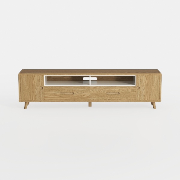 Fluted TV Stand - Modern Wooden Freestanding 