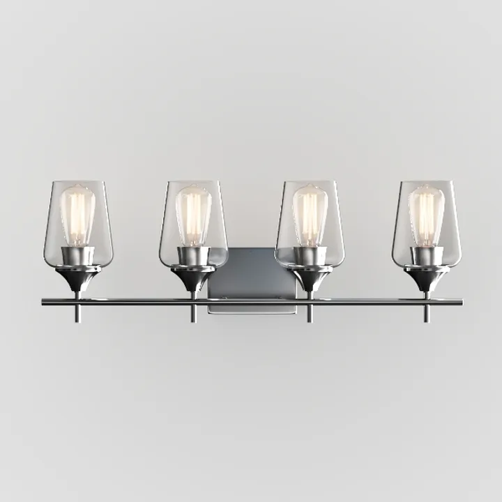 Modern Brushed Nickel Glass Vanity Wall Lamp 3D Model
