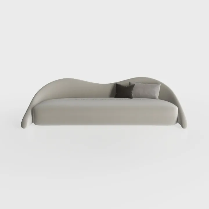Yozma Curved Chenille Sectional Sofa Beige, Dual D