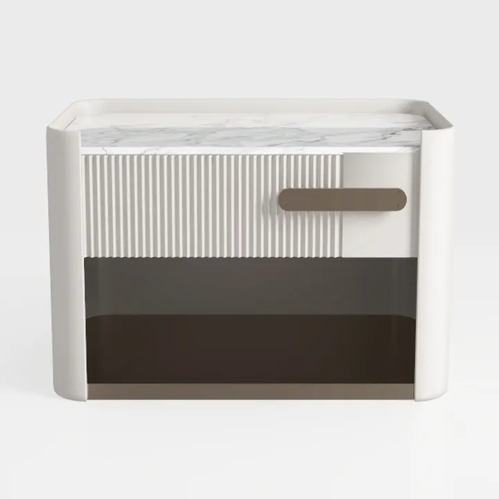 LEYAOYAO Fluted Nightstand with Charging Station