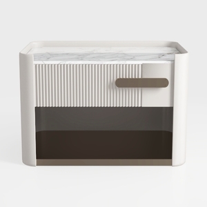Modern Marble Top Fluted Panel Nightstand 3D Model