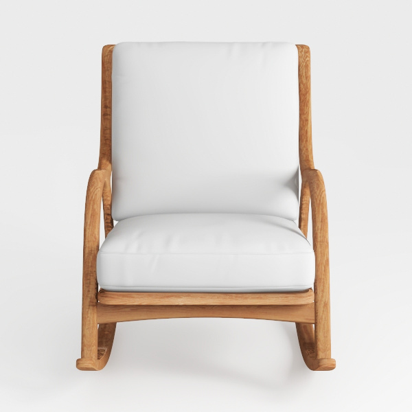 Cream White Solid Acacia Wood Rocking Chair for