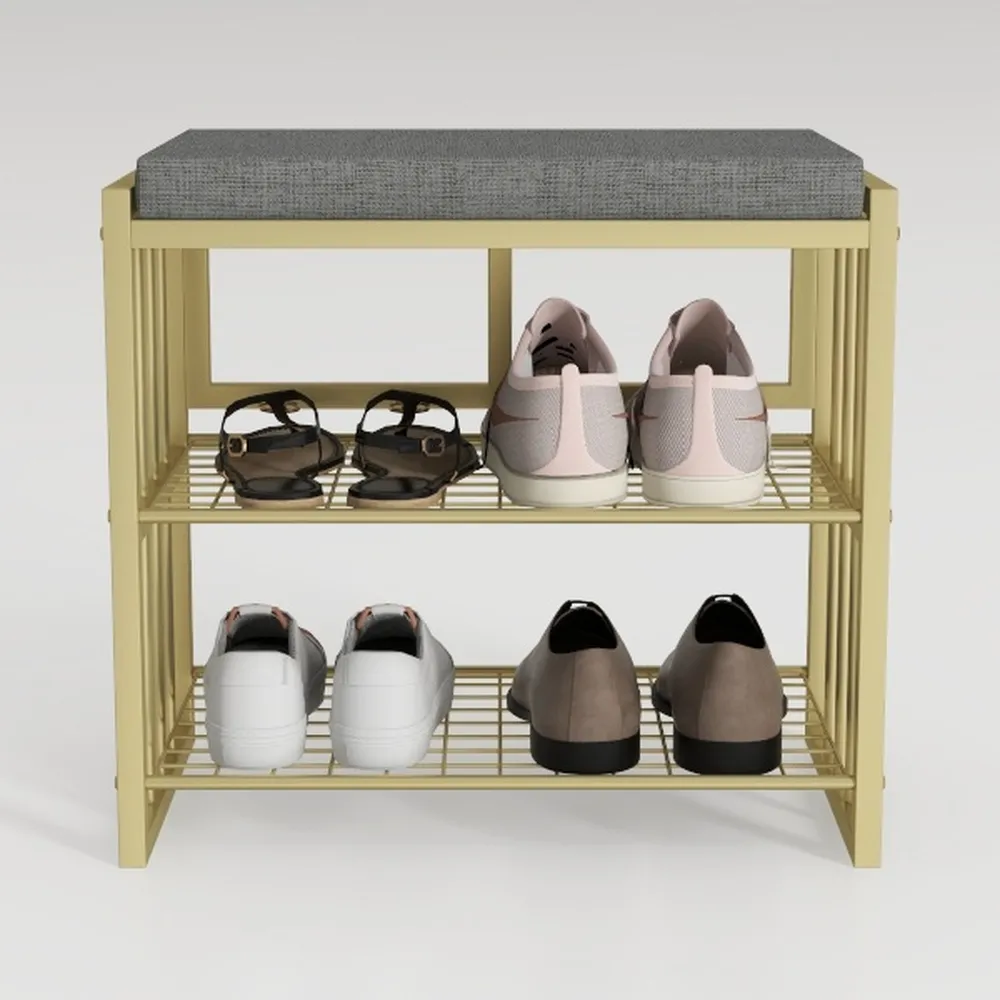 Shoe Bench,Entryway 3-Tier Metal Shoe Organizer