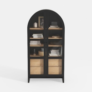 Modway Evie Arched Display Cabinet in Black Oak - 