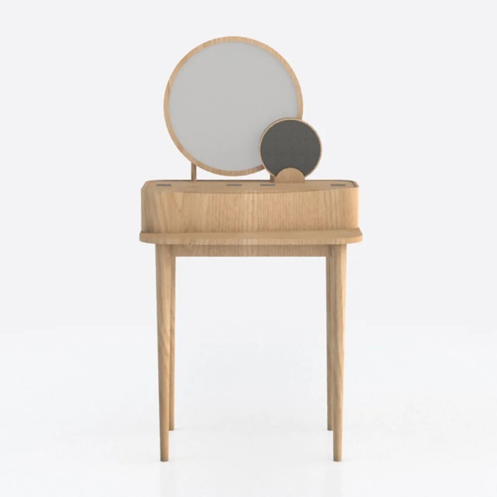 2-Piece White and Natural Makeup Vanity Set with L