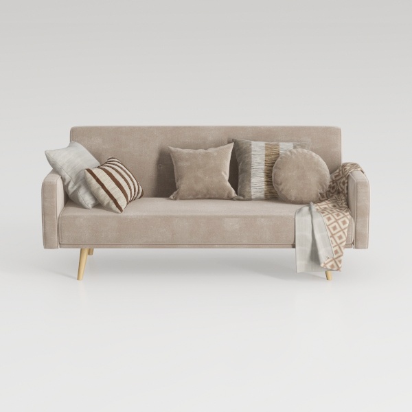 L Shaped Sofa 83&quot; Soft Cushion Fluffy Armrest