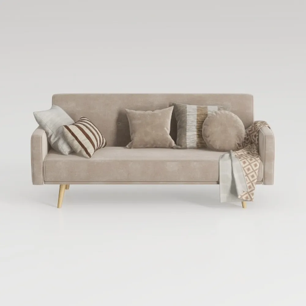 L Shaped Sofa 83" Soft Cushion Fluffy Armrest