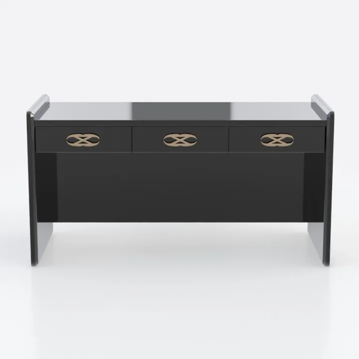 Modern Black Lacquer Three Drawer Office Desk 3D Model