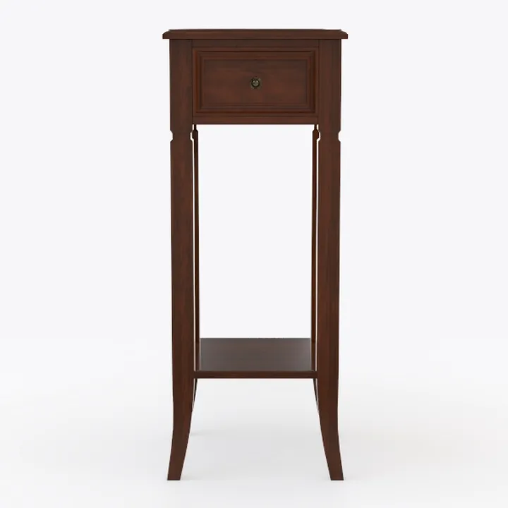 Traditional Solid Walnut Wood Nightstand End Table with Drawer Shelf 3D Model
