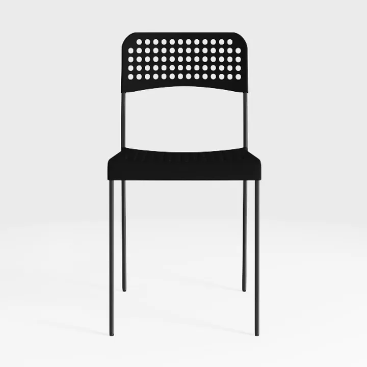 Minimalist Black Metal Plastic Dining Chair 3D Model