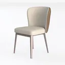 Minimalist Two Tone Fabric Wood Dining Chair 3D Model Left 45 Degree View