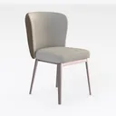 Minimalist Two Tone Fabric Wood Dining Chair 3D Model Right 45 Degree View