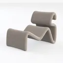 Minimalist Light Gray Fabric Chaise Lounge 3D Model Left 45 Degree View