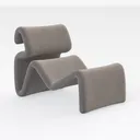 Minimalist Light Gray Fabric Chaise Lounge 3D Model Right 45 Degree View