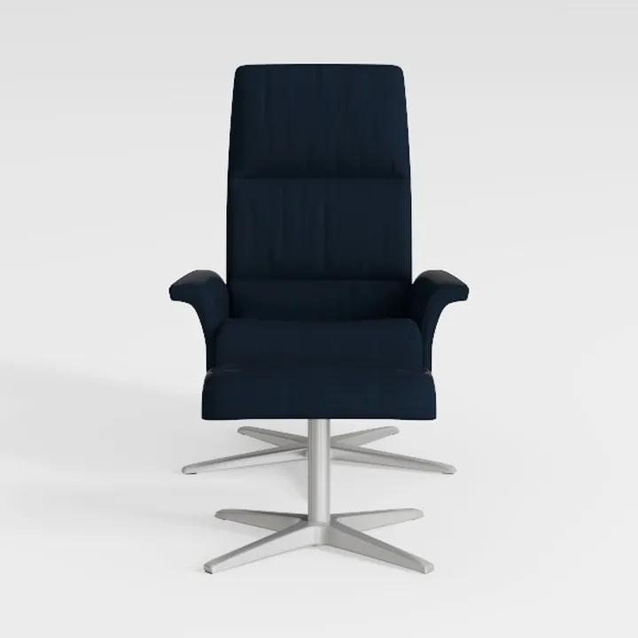 Modern Navy Fabric Upholstered Swivel Armchair 3D Model