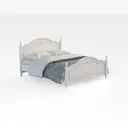 Modern Minimalist White Solid Wood King Bed 3D Model Right 45 Degree View