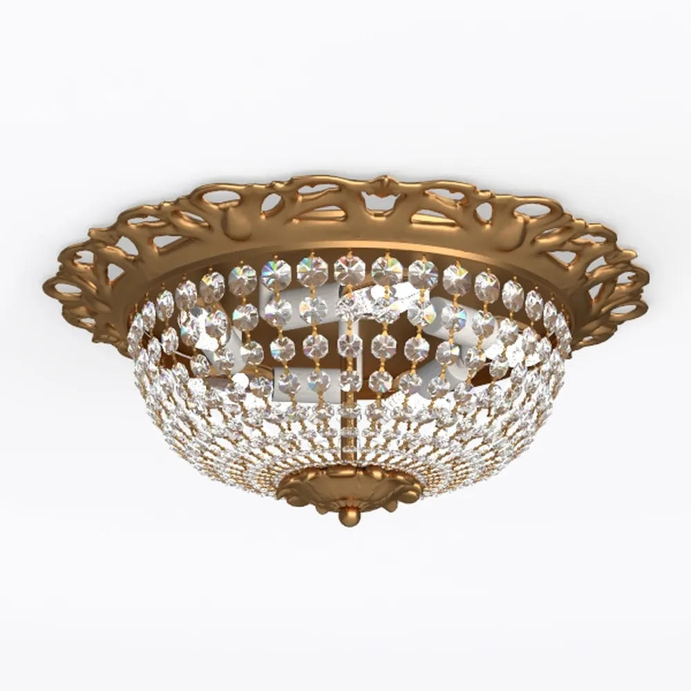 Crystal Flush Mount Ceiling Light Fixture 3 Lights