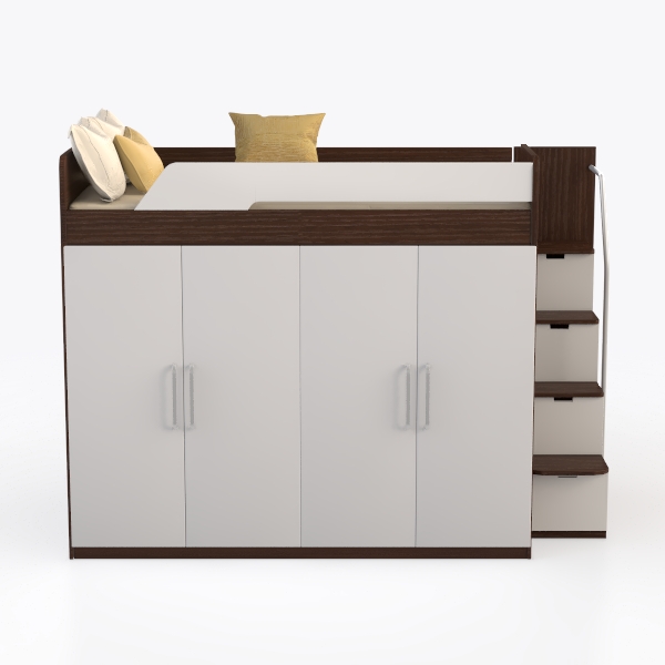 Interbeds Letto a castello MAX 4 dimensioni 200 x 80 cm con armadio e scrivania, colore a scelta con materasso (rosa)