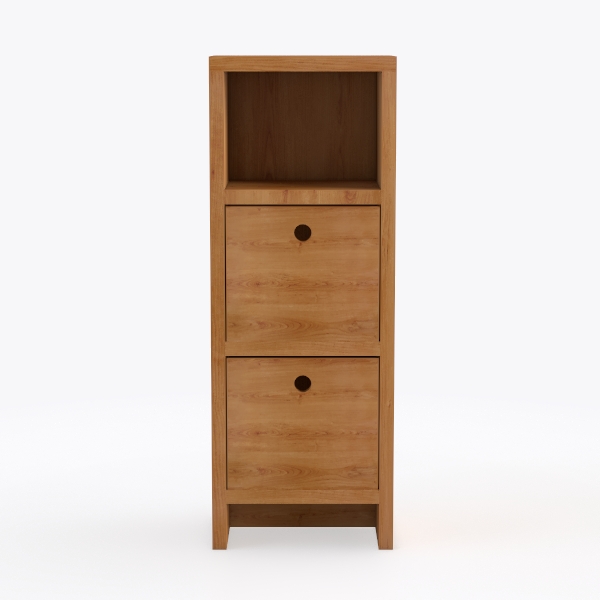 Solid Wood Bedside Table with 2 Drawers, Narrow