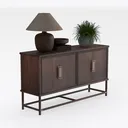 Traditional Solid Wood Console Table Vintage Storage Cabinet 3D Model Right 45 Degree View