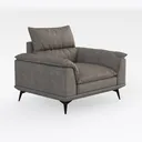 Modern Minimalist Taupe Fabric Armchair 3D Model Right 45 Degree View