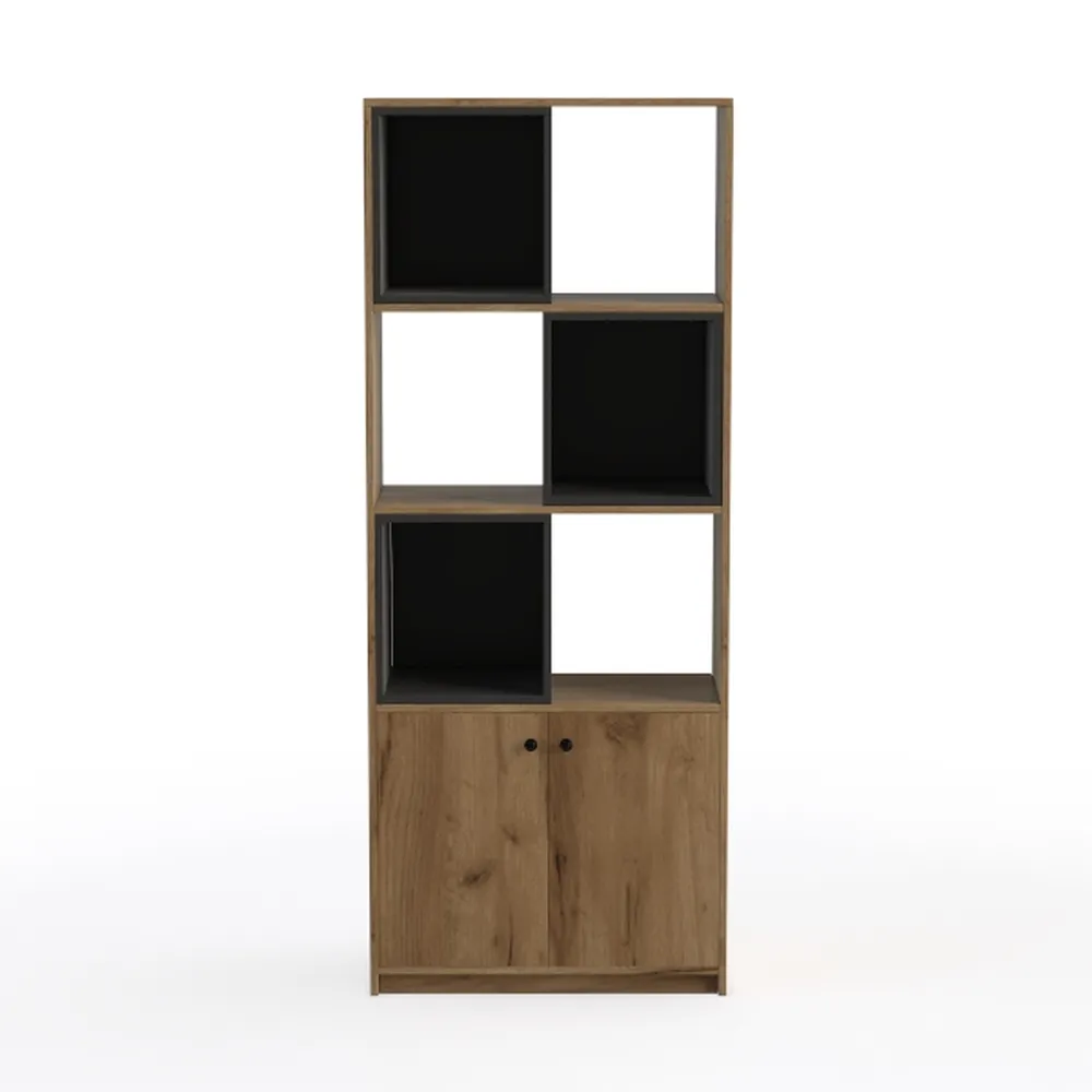 VECELO Modern Bookcase with Drawer/Cabinet,Stable