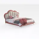 Polibi Full Size Upholstered Princess Bed with Cro Right 45 Degree View