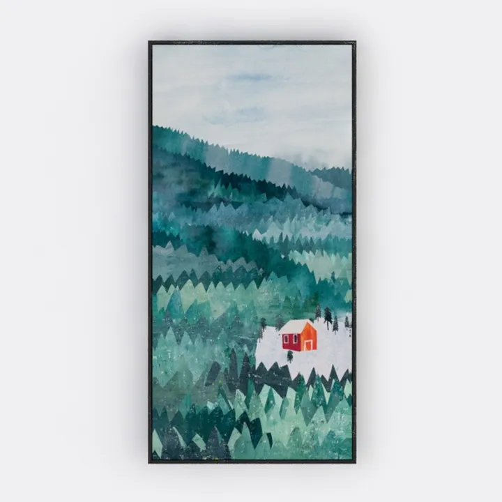 Minimalist Watercolor Forest Cabin Wall Art Decor 3D Model
