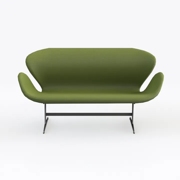 Modern Olive Green Fabric Swan Loveseat 3D Model