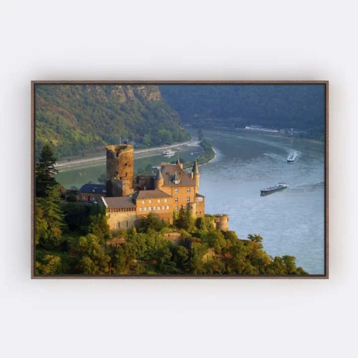 Vintage Medieval Riverside Castle Landscape Wall Art 3D Model