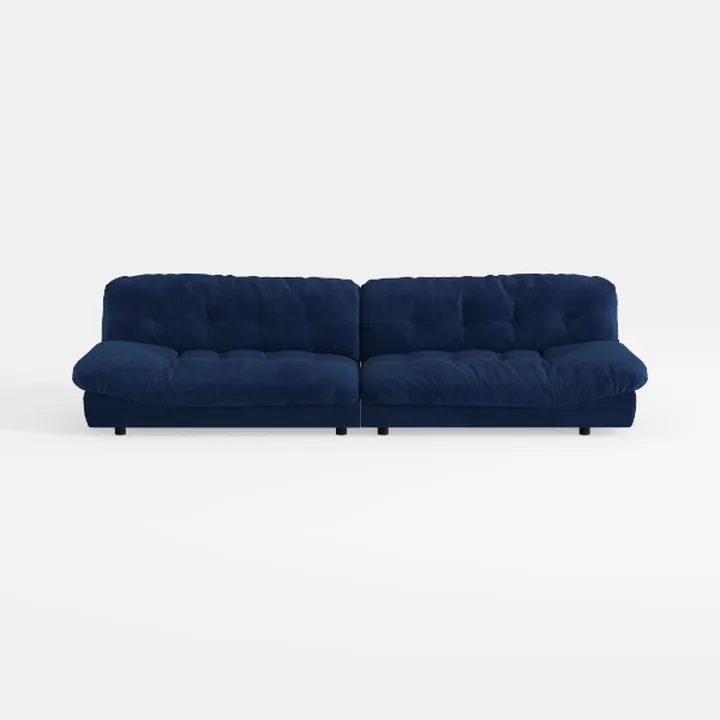 Navy Blue Velvet Tufted Modern Modular Sofa 3D Model