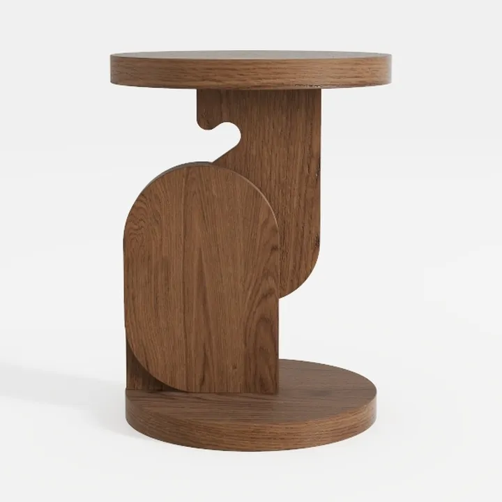 Minimalist Solid Oak Geometric Side Table 3D Model