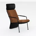 Modern Minimalist Fabric Metal High Back Armchair 3D Model Right 45 Degree View